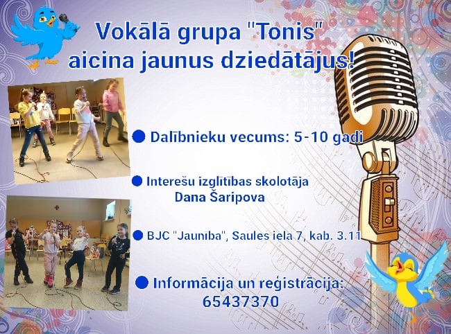 Uzņemšana pulciņā "TONIS" ir sākusies!