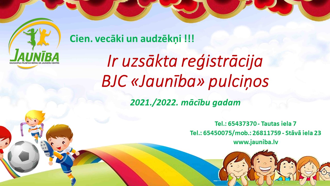 Ir uzsākta reģistrācija BJC «Jaunība» pulciņos